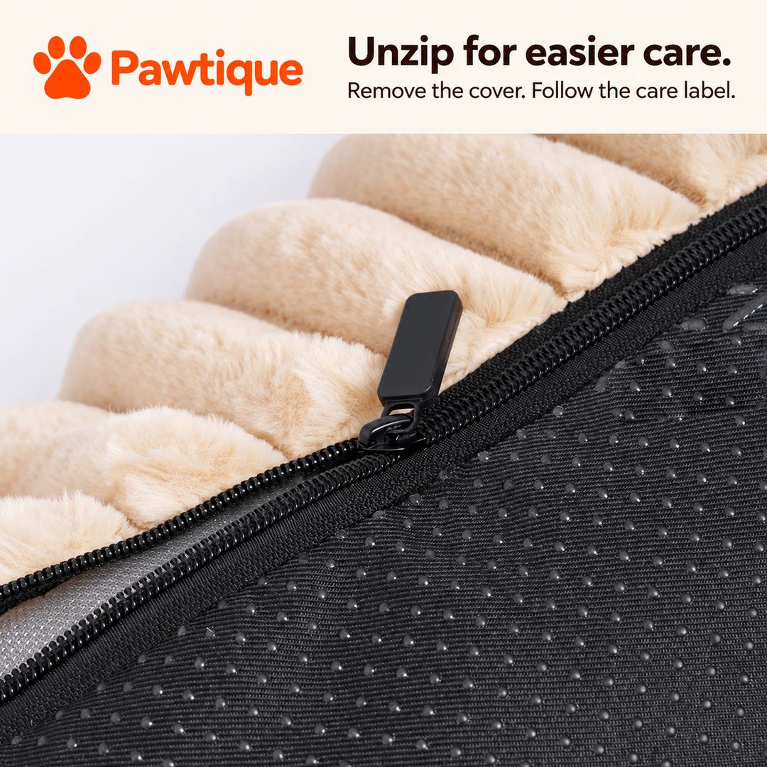 Zippered removable cover and textured underside detail