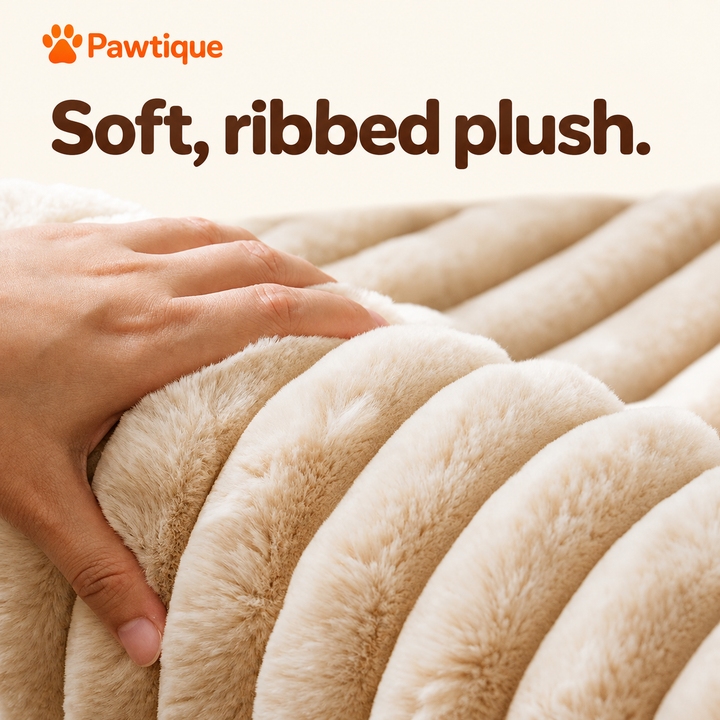 Close-up showing the soft ribbed plush fabric
