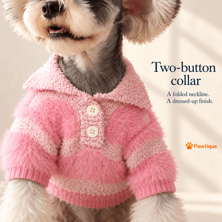 RoseStripe two-button collar detail