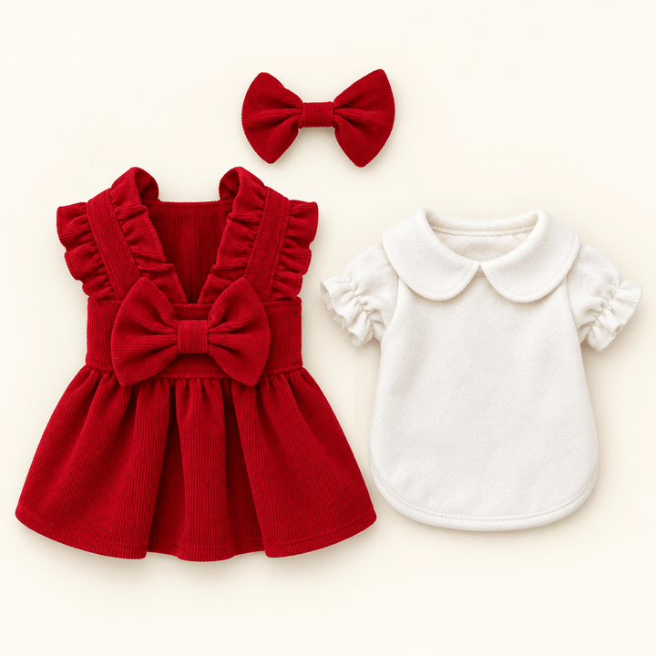 Pawtique RubyBelle™ 3-Piece Dog Dress Set - Pawtique