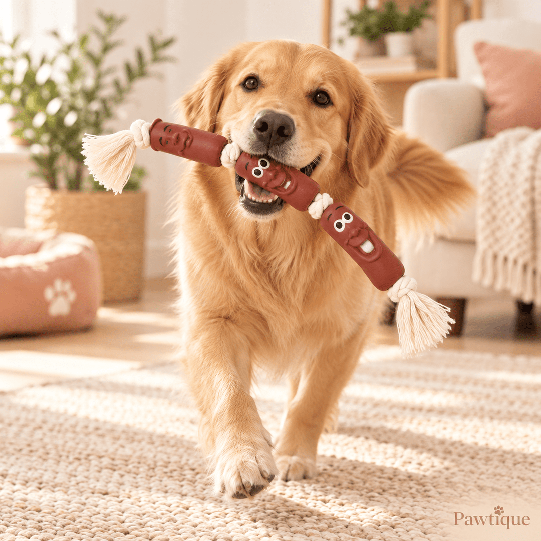 Pawtique SausageSquad™ Three-Link Rope Tug Dog Toy - Pawtique