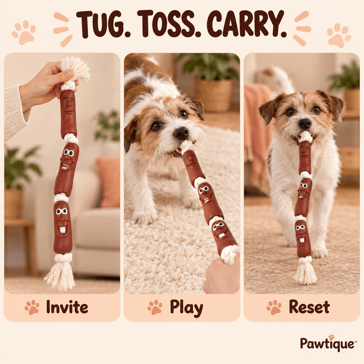 Pawtique SausageSquad™ Three-Link Rope Tug Dog Toy - Pawtique