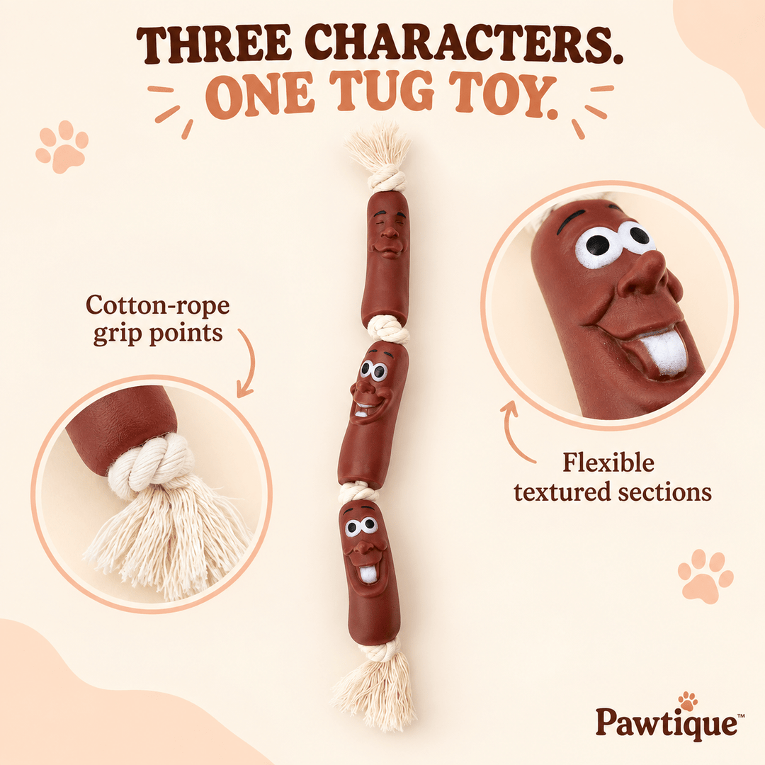 Pawtique SausageSquad™ Three-Link Rope Tug Dog Toy - Pawtique