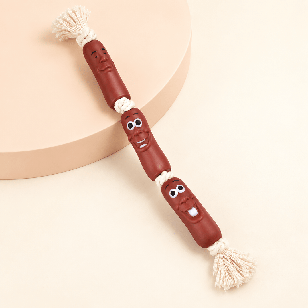 Pawtique SausageSquad™ Three-Link Rope Tug Dog Toy - Pawtique