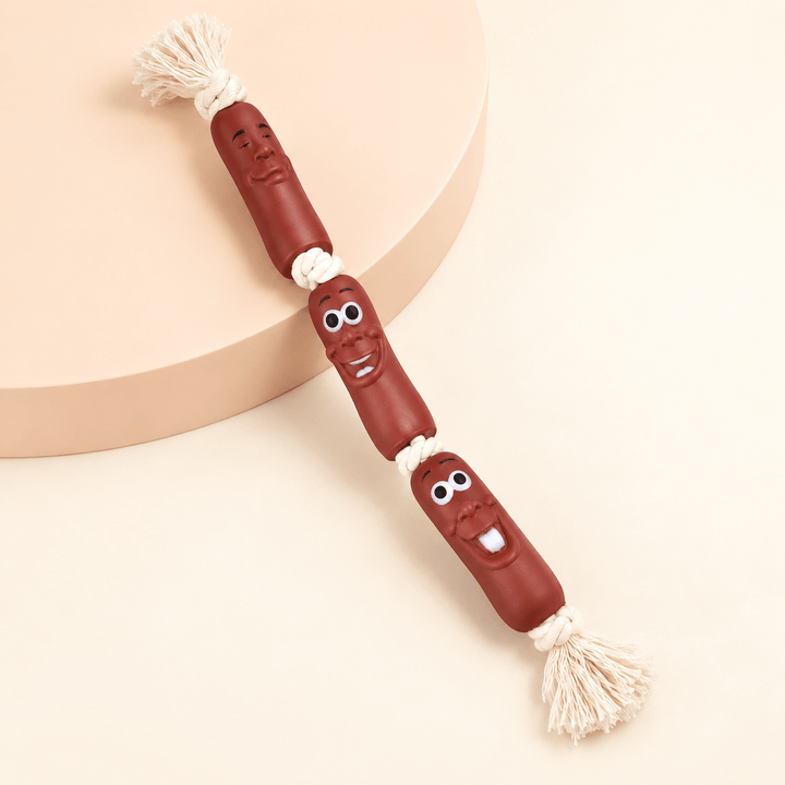 Pawtique SausageSquad™ Three-Link Rope Tug Dog Toy - Pawtique