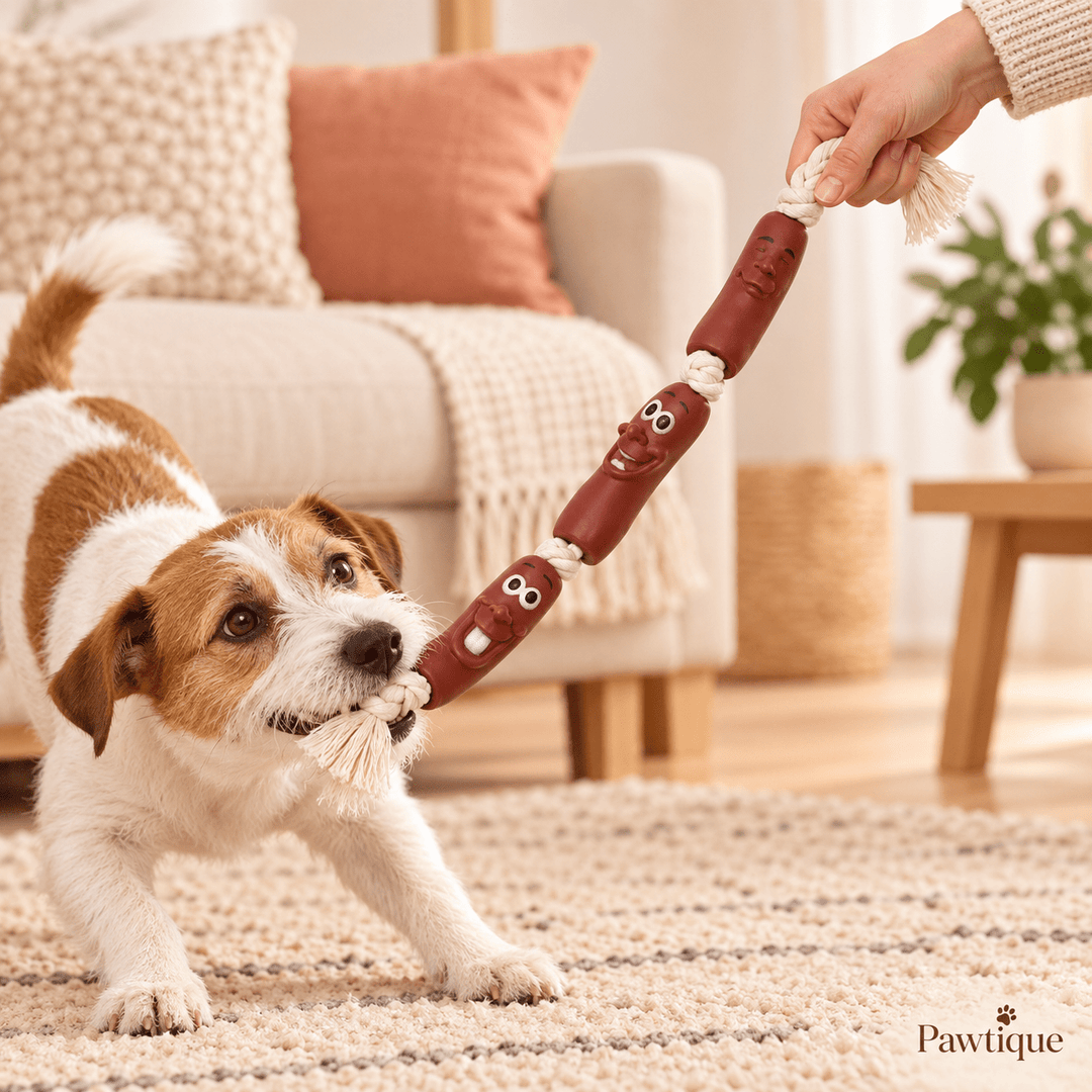 Pawtique SausageSquad™ Three-Link Rope Tug Dog Toy - Pawtique