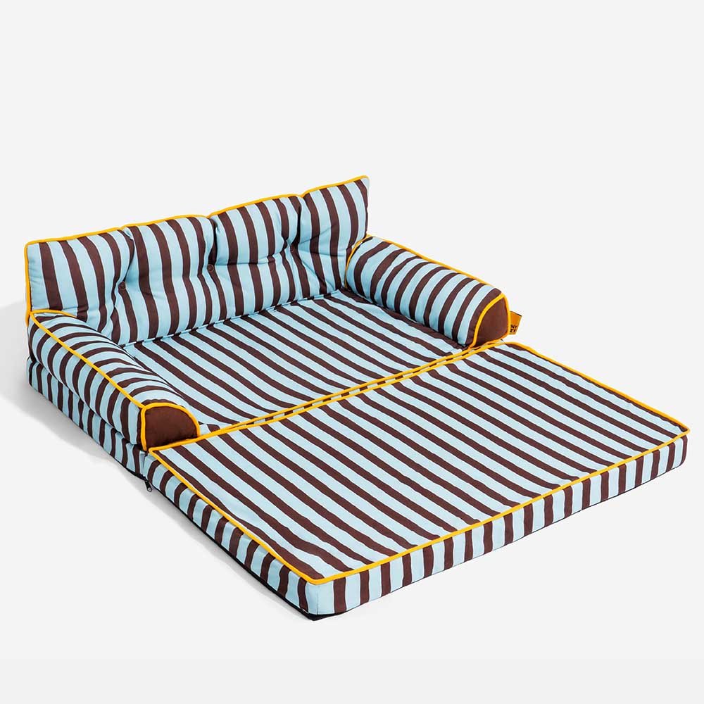 Pawtique SiestaStripe™ Convertible Dog Sofa Bed - Pawtique