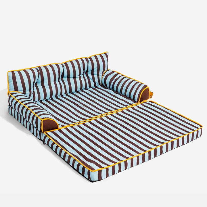Pawtique SiestaStripe™ Convertible Dog Sofa Bed - Pawtique