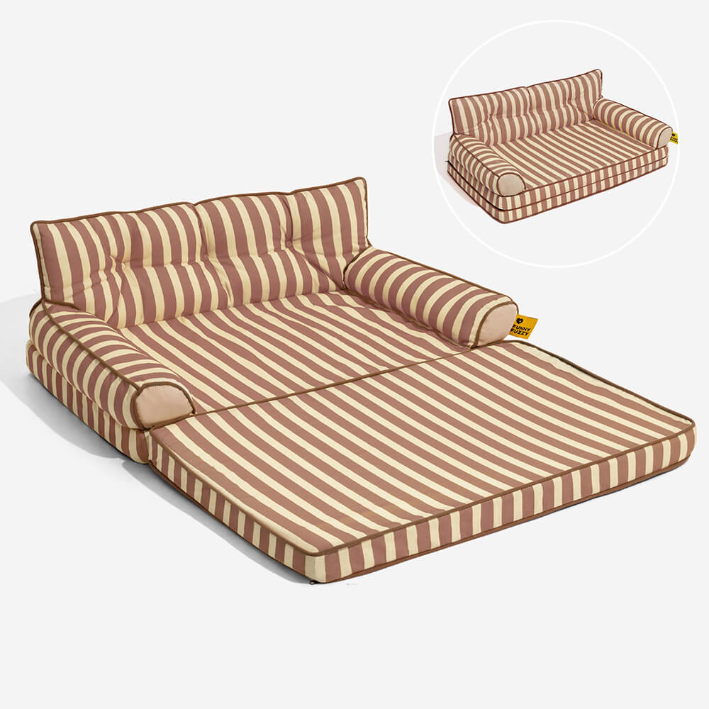 Pawtique SiestaStripe™ Convertible Dog Sofa Bed - Pawtique