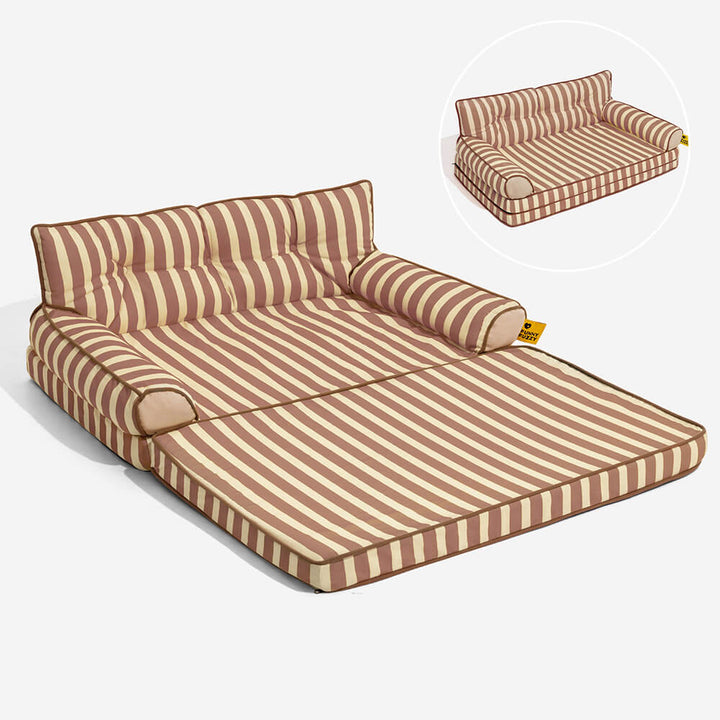Pawtique SiestaStripe™ Convertible Dog Sofa Bed - Pawtique
