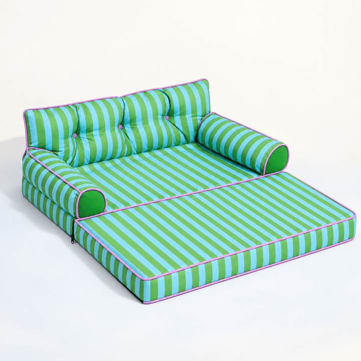 Pawtique SiestaStripe™ Convertible Dog Sofa Bed - Pawtique