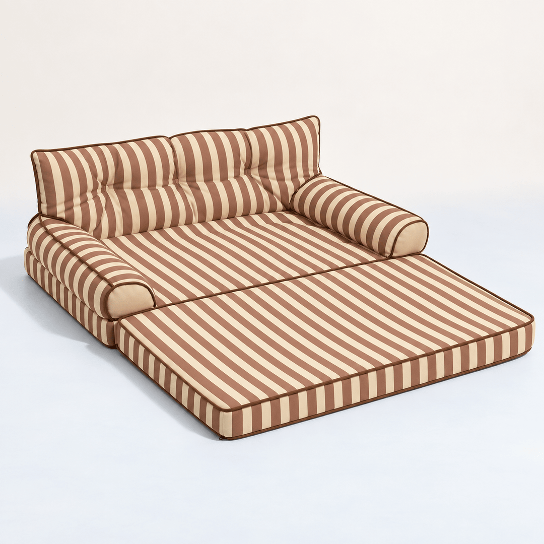Pawtique SiestaStripe™ Convertible Dog Sofa Bed - Pawtique