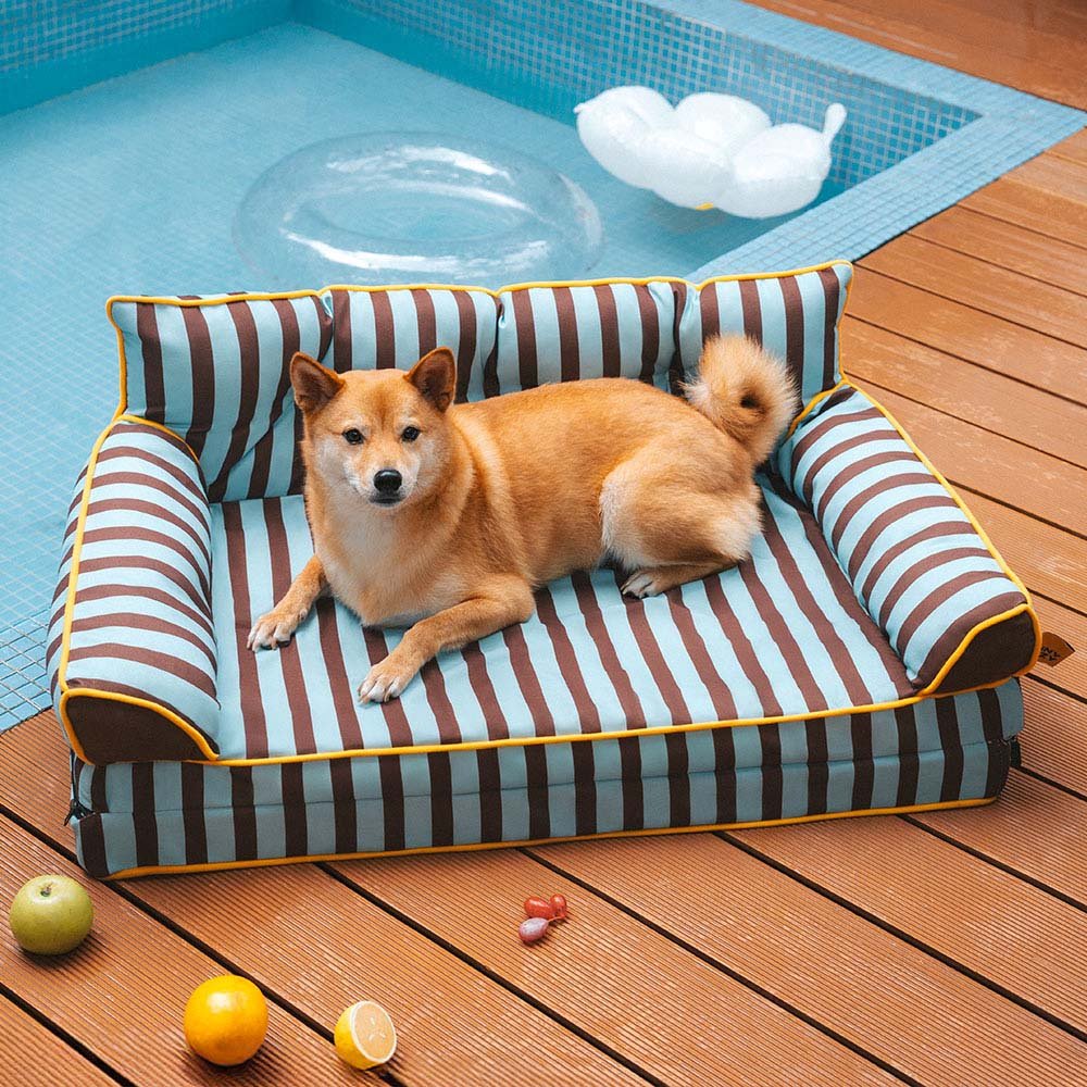 Pawtique SiestaStripe™ Convertible Dog Sofa Bed - Pawtique