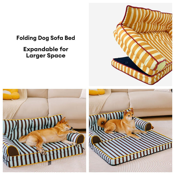 Pawtique SiestaStripe™ Convertible Dog Sofa Bed - Pawtique