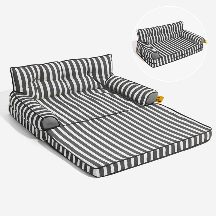 Pawtique SiestaStripe™ Convertible Dog Sofa Bed - Pawtique