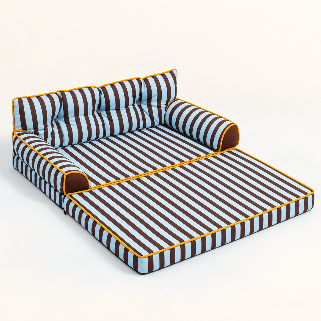 Pawtique SiestaStripe™ Convertible Dog Sofa Bed - Pawtique