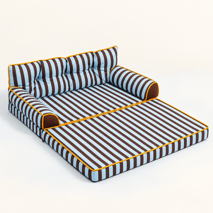 Pawtique SiestaStripe™ Convertible Dog Sofa Bed - Pawtique