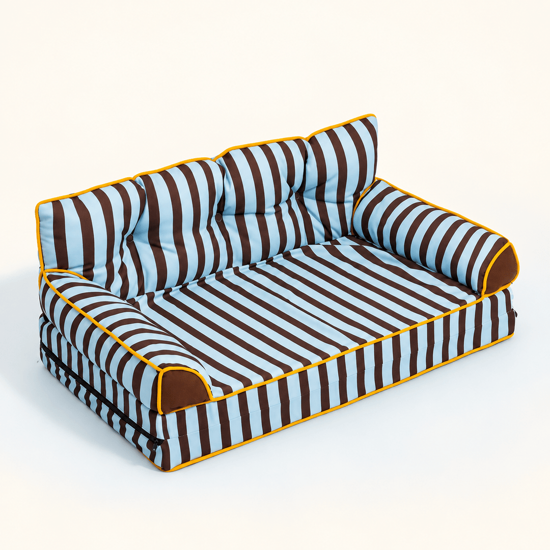Pawtique SiestaStripe™ Convertible Dog Sofa Bed - Pawtique