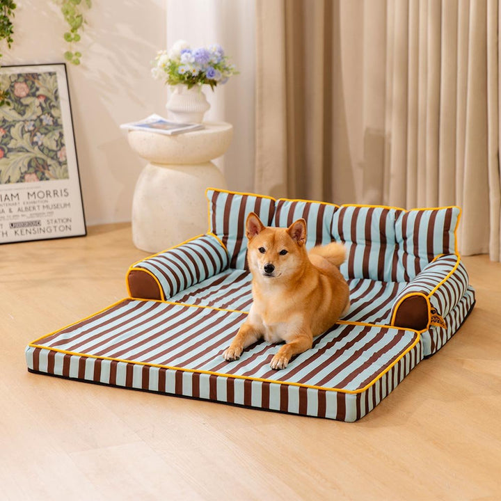 Pawtique SiestaStripe™ Convertible Dog Sofa Bed - Pawtique