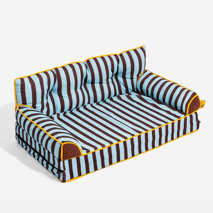 Pawtique SiestaStripe™ Convertible Dog Sofa Bed - Pawtique
