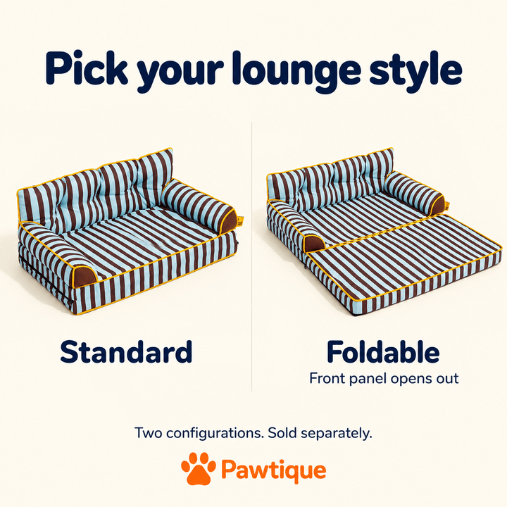 Pawtique SiestaStripe™ Standard or Fold-Out Dog Sofa Bed - Pawtique