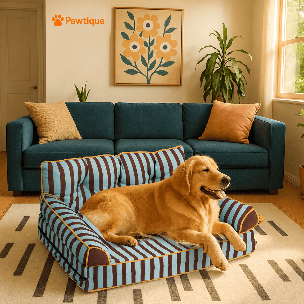 Pawtique SiestaStripe™ Standard or Fold-Out Dog Sofa Bed - Pawtique