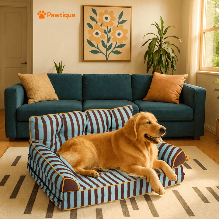 Pawtique SiestaStripe™ Standard or Fold-Out Dog Sofa Bed - Pawtique