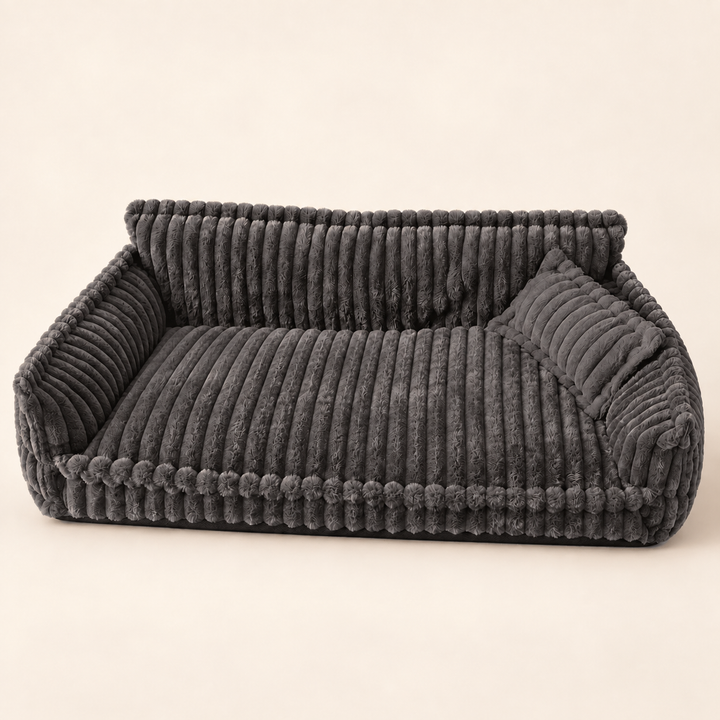 Pawtique SnoozyDream charcoal grey orthopedic ribbed dog sofa bed