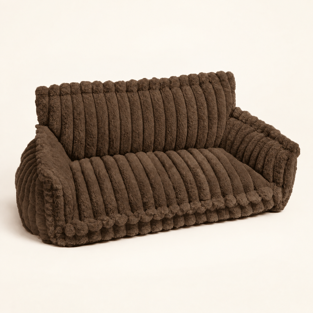 Pawtique SnoozyDream espresso brown orthopedic ribbed dog sofa bed