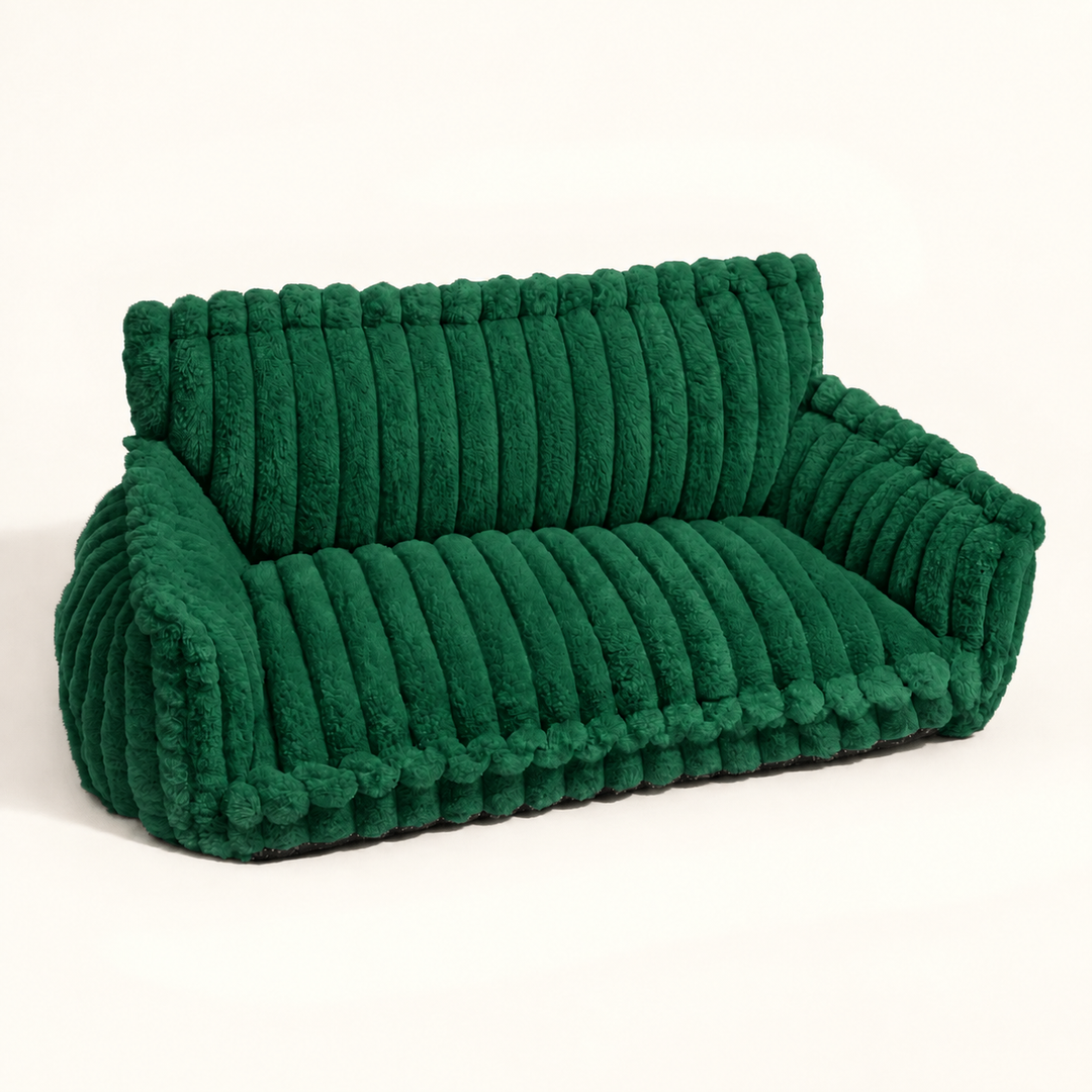 Pawtique SnoozyDream forest green orthopedic ribbed dog sofa bed