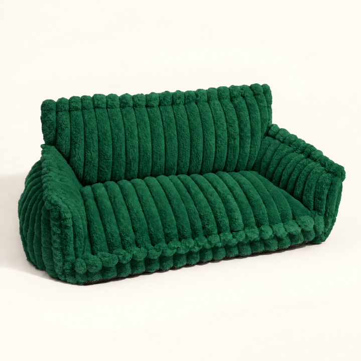 Pawtique SnoozyDream forest green orthopedic ribbed dog sofa bed