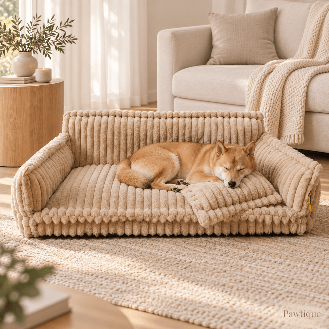 Pawtique SnoozyDream™ Ribbed Plush Bolster Dog Bed - Pawtique