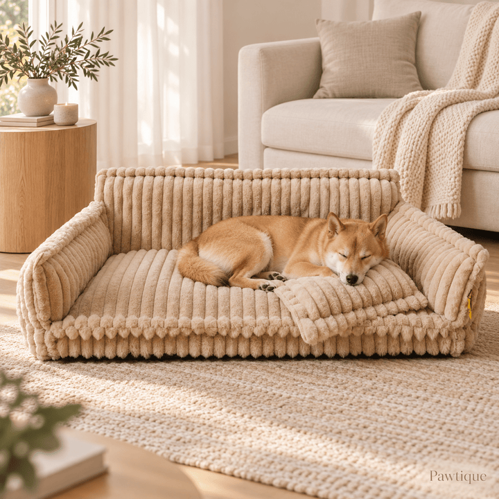 Pawtique SnoozyDream™ Ribbed Plush Bolster Dog Bed - Pawtique