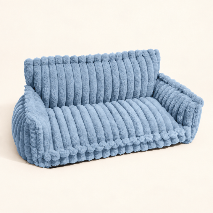 Pawtique SnoozyDream sky blue orthopedic ribbed dog sofa bed