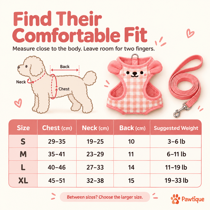 Pawtique SnuggleBear™ Gingham Vest Dog Harness &amp; Leash Set - Pawtique