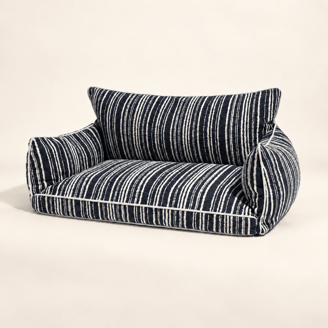 Pawtique SnugNest™ Striped Bolster Dog Sofa Bed - Pawtique
