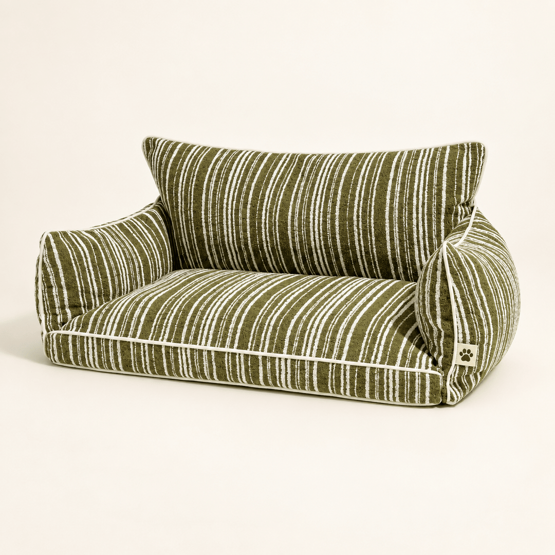 Pawtique SnugNest™ Striped Bolster Dog Sofa Bed - Pawtique