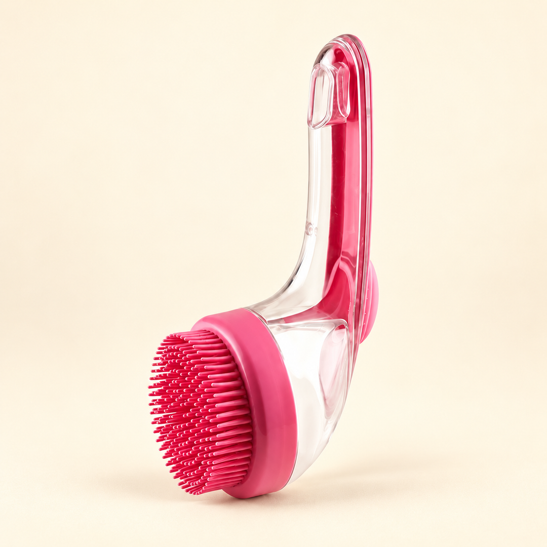 One Hot Pink shampoo-dispensing pet bath brush, Quantity 1