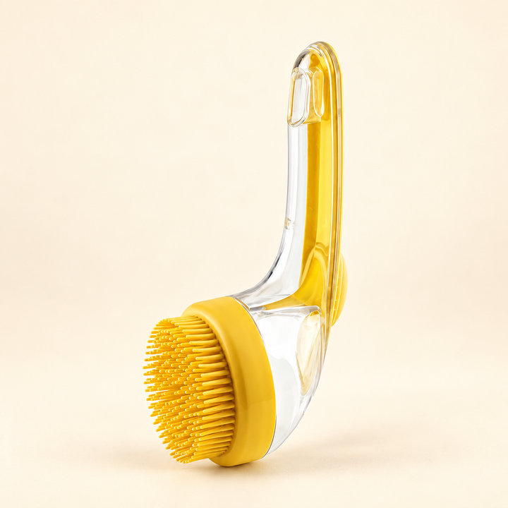 One Yellow shampoo-dispensing pet bath brush, Quantity 1