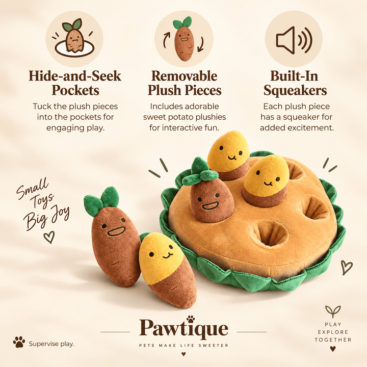 Pawtique SpudGarden™ Hide-and-Seek Plush Dog Toy - Pawtique
