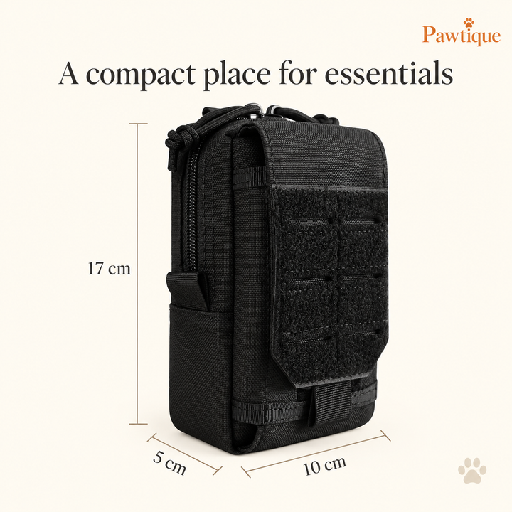 Black pouch dimensions: 17 cm high, 10 cm wide and 5 cm deep