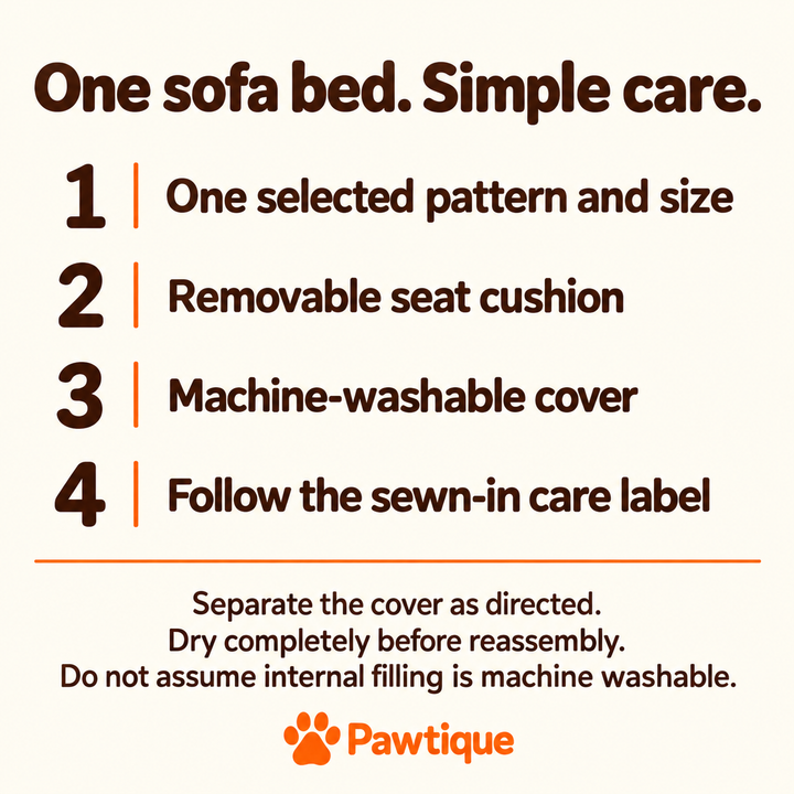 StripeNest removable cushion and machine-washable cover care; follow the care label