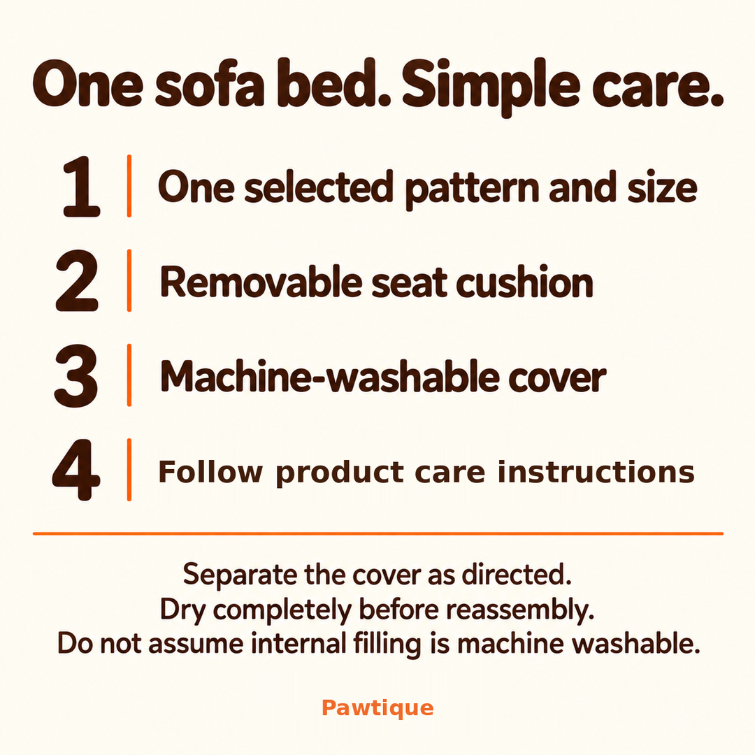 StripeNest removable cushion and cover care; follow product care instructions