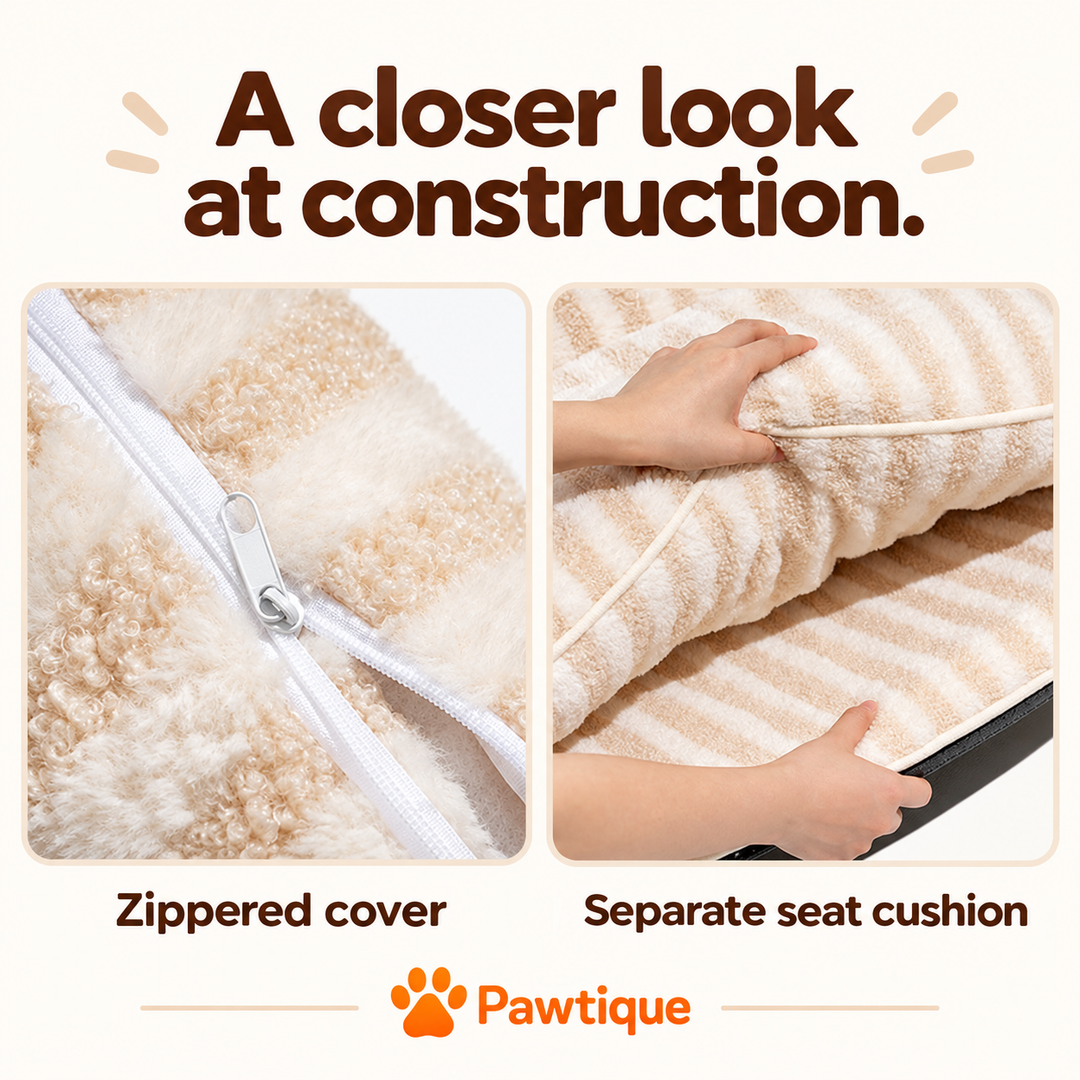 StripeNest actual zipper and removable upper cushion construction