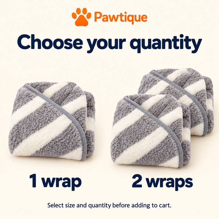 Quantity guide showing one wrap or two wraps in the selected size