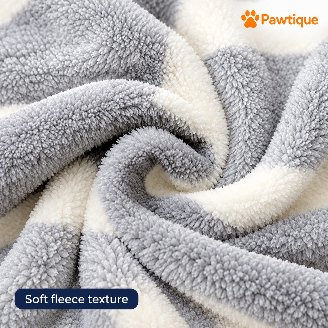Close-up of gray and ivory striped fleece texture
