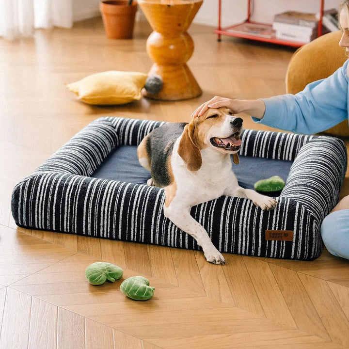 Pawtique StripeHaven™ Textured Bolster Dog Bed - Pawtique