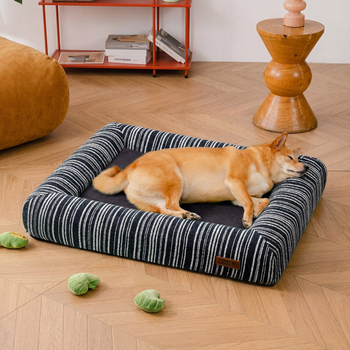 Pawtique StripeHaven™ Textured Bolster Dog Bed - Pawtique