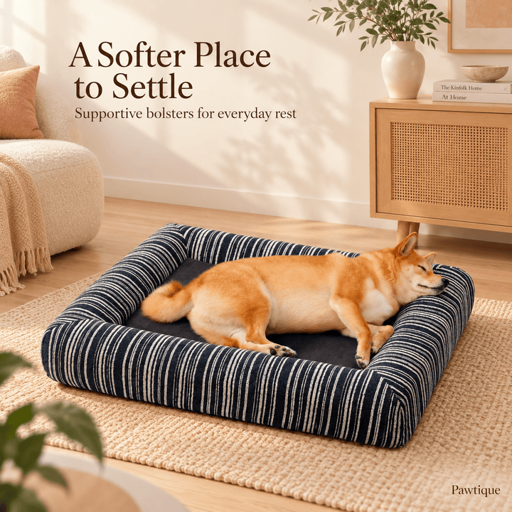Pawtique StripeHaven™ Textured Bolster Dog Bed - Pawtique