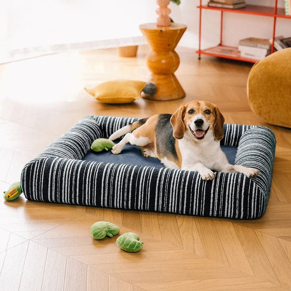 Pawtique StripeHaven™ Textured Bolster Dog Bed - Pawtique